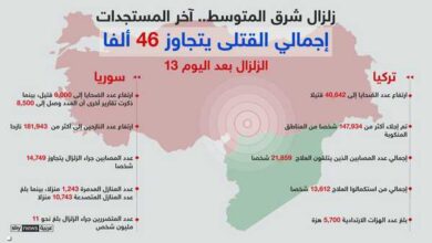 صورة 13 يوما بعد الزلزال الكبير.. عدد الوفيات يتخطى 46 ألفا