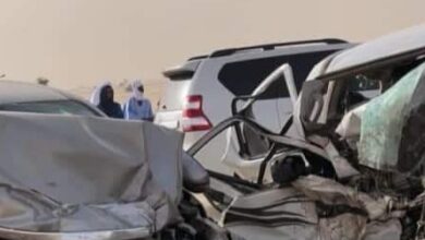 صورة سقوط قتلى وجرحى في حادث سير مروع على طريق نواكشوط-نواذيبو